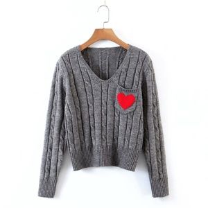 Red Heart Knitted Sweater- Grey